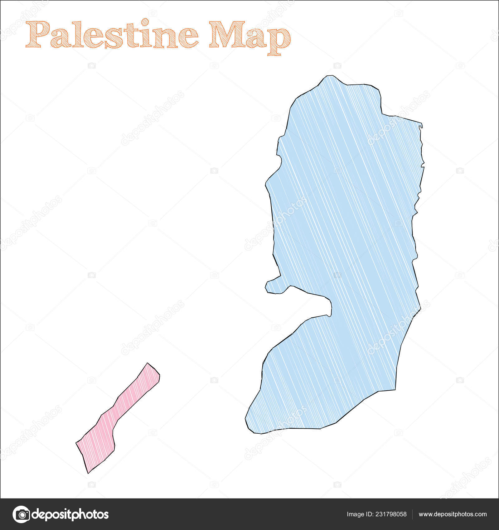 Palestine handdrawn map Colourful sketchy country outline Appealing ...