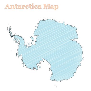 Antarctica handdrawn map Colourful sketchy country outline Amusing Antarctica map with provinces clipart