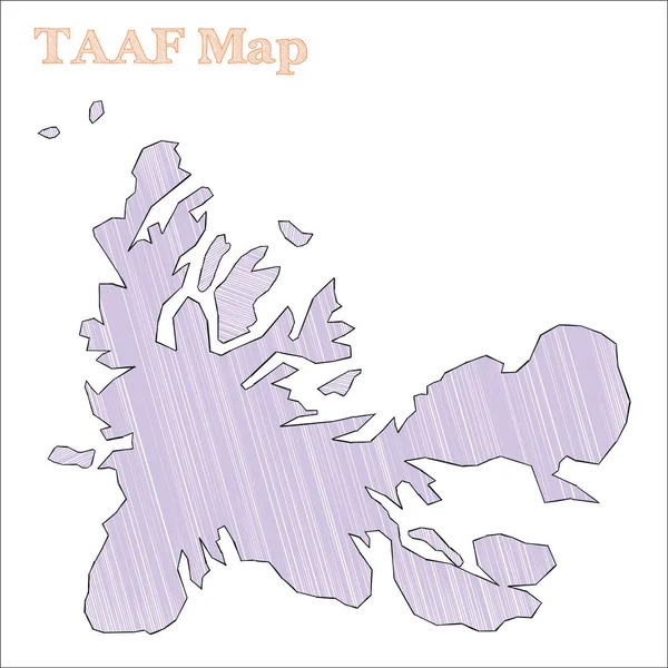TAAF mapa dibujado a mano Esquema de país incompleto colorido Mapa TAAF atractivo con provincias Vector — Vector de stock