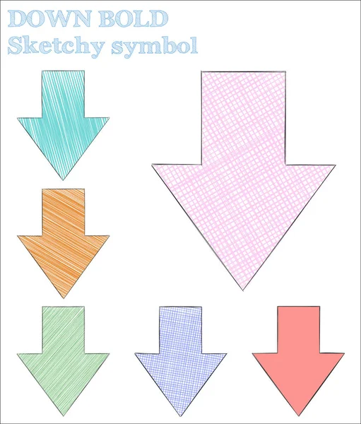 Down bold sketchy symbol Beauteous hand drawn symbol Charming childish style down bold vector