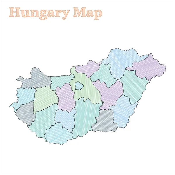 Hungary handdrawn map Colourful sketchy country outline Likable Hungary map with provinces