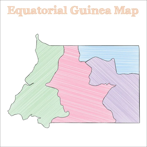 Äquatorialguinea handgezeichnete Karte bunt skizzenhaft Land umreißen ideale Äquatorialguinea-Karte — Stockvektor