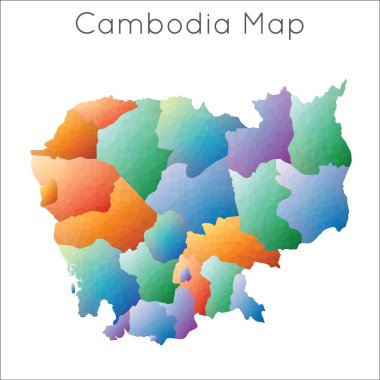 Kamboçya Kamboçya geometrik poligonal mozaik tarzı harita düşük poli Haritası