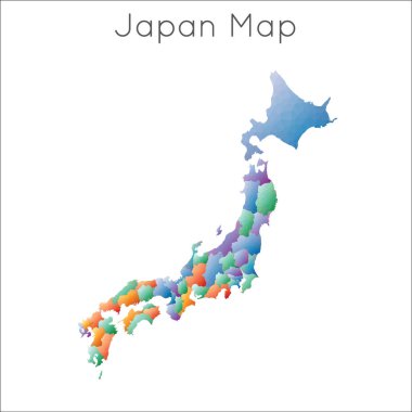 Japonya Japonya geometrik poligonal mozaik tarzı harita düşük poli Haritası