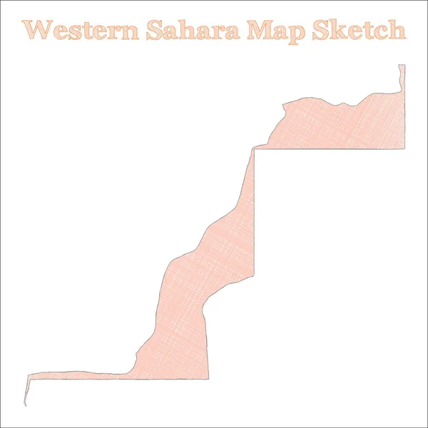 Westsahara-Karte handgezeichnet Land genial skizzenhafte Westsahara-Karte mit Regionen Vektor — Stockvektor