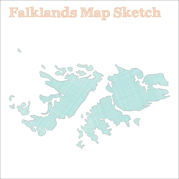 Falklandi Handdrawn ország finom vázlatos falklandi régiók vektoros illusztráció Térkép megjelenítése — Stock Vector