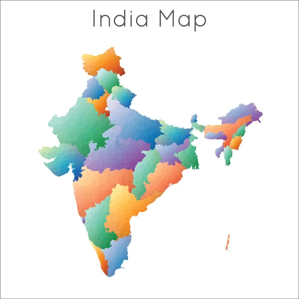 Low Poly map of India India geometric polygonal mosaic style map — Stock Vector