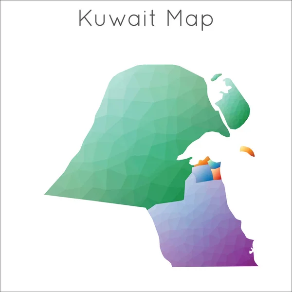 Bajo Poly mapa de Kuwait Kuwait geométrico mosaico poligonal mapa de estilo — Archivo Imágenes Vectoriales