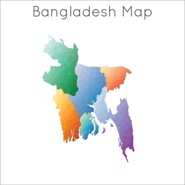 Low Poly carte de Bangladesh Bangladesh carte de style mosaïque polygonale géométrique — Image vectorielle