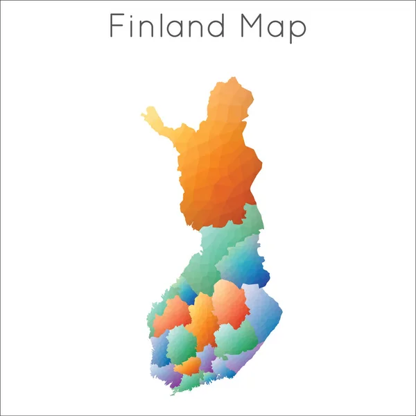 Low Poly mapa de Finlandia Finlandia geométrico mosaico poligonal mapa de estilo — Vector de stock
