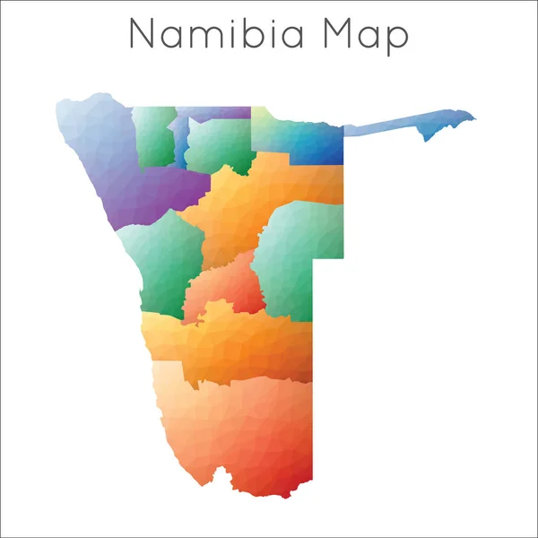 Low Poly mapa de Namibia Namibia geométrico mosaico poligonal mapa de estilo — Archivo Imágenes Vectoriales