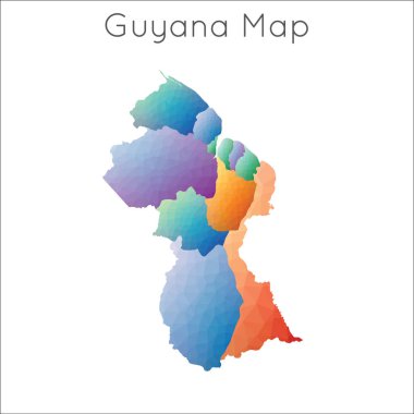 Guyana Guyana geometrik çokgen mozaik tarzı harita Düşük Poli harita