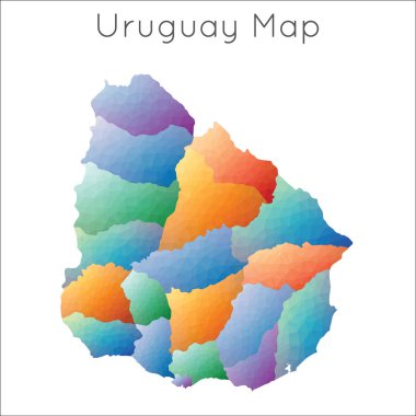 Uruguay geometrik çokgen mozaik tarzı haritası Düşük Poli haritası