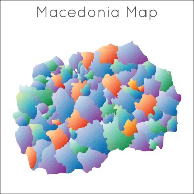 Makedonya 'nın düşük Poly Haritası Makedonya geometrik Çokgen mozaik stil Haritası