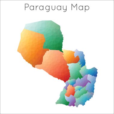 Paraguay Paraguay geometrik Çokgen mozaik tarzı harita düşük Poly Haritası