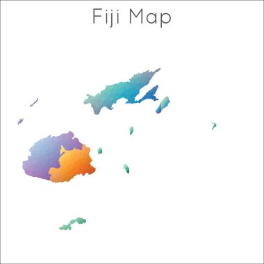 Düşük Poly Haritası Fiji Fiji geometrik Çokgen mozaik stil Haritası