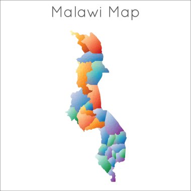 Malawi Malawi geometrik Çokgen mozaik tarzı harita düşük Poly Haritası