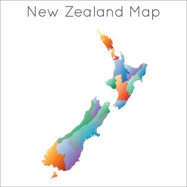Yeni Zelanda Yeni Zelanda geometrik Çokgen mozaik tarzı harita düşük Poly Haritası