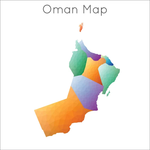 Low Poly mapa de Omán Omán geométrico mosaico poligonal mapa de estilo — Vector de stock