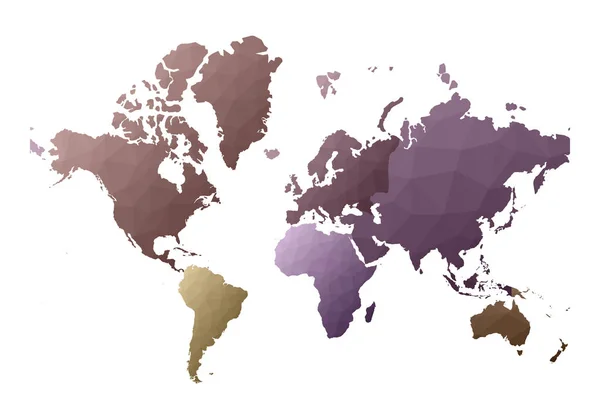 Mapa del mundo delicados continentes de bajo estilo poli Ilustración vectorial — Vector de stock