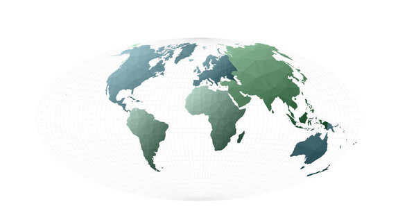 World map illustration Aitoff projection Flawless vector illustration