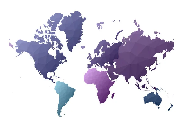 Mapa del mundo creativo bajo polivinílico continentes Ilustración vectorial — Vector de stock