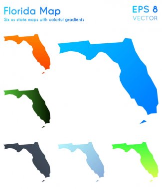 Map of Florida with beautiful gradients Beauteous set of Florida maps Adorable vector clipart