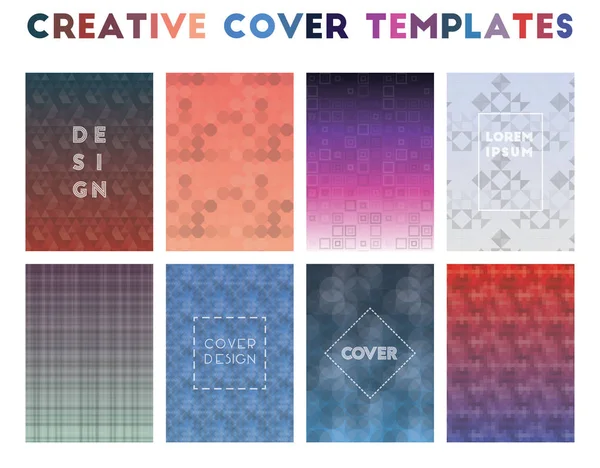 Creative Cover Templates Padrões geométricos sedutores Fundo bonito Ilustração vetorial —  Vetores de Stock