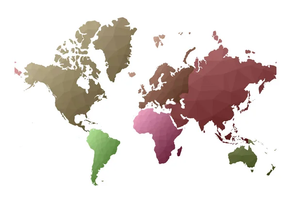 Παγκόσμιος χάρτης εκθαμβωτική χαμηλή πολυ-στυλ ηπείρους Διάνυσμα εικονογράφηση — Διανυσματικό Αρχείο