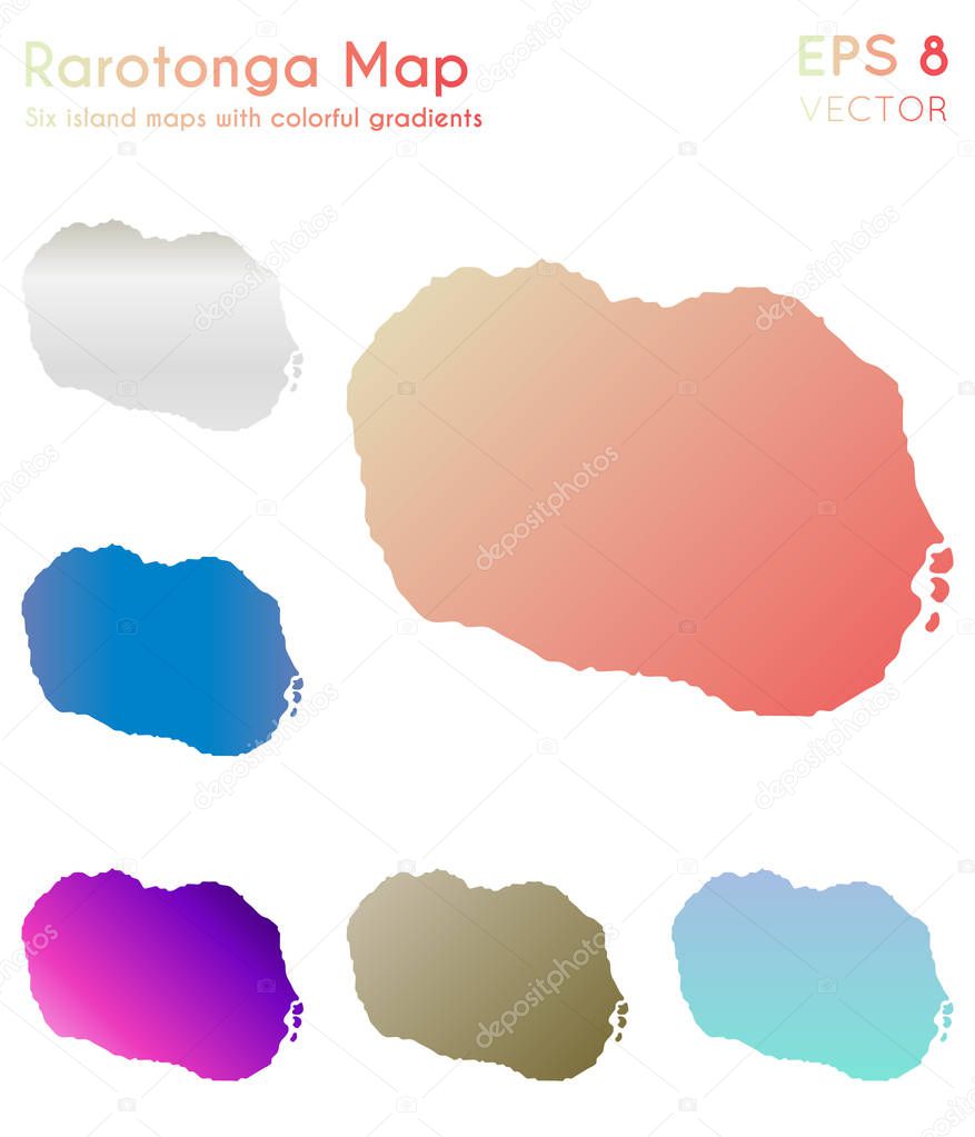 Map of Rarotonga with beautiful gradients Authentic set of Rarotonga maps Awesome vector