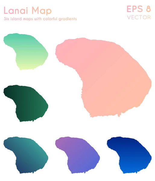 Mapa de Lanai com lindos gradientes Conjunto surpreendente de mapas de Lanai Ilustração vetorial divina —  Vetores de Stock