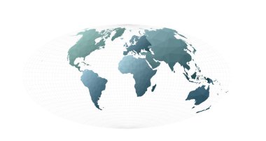 Polygonal world map. Aitoff projection. Amazing vector illustration.