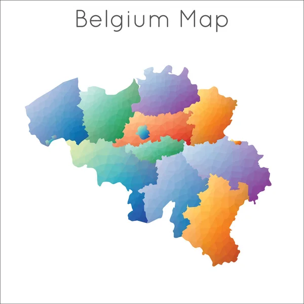 Χαμηλή Poly Χάρτη Του Βελγίου Βέλγιο Γεωμετρικός Πολυγωνικός Ψηφιδωτός Χάρτης — Διανυσματικό Αρχείο