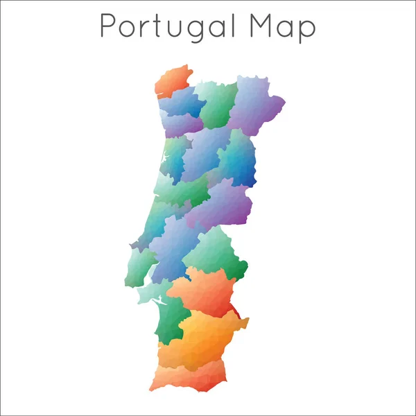 Mapa Baixa Poly Portugal Portugal Geométrica Poligonal Mosaico Mapa Estilo — Vetor de Stock