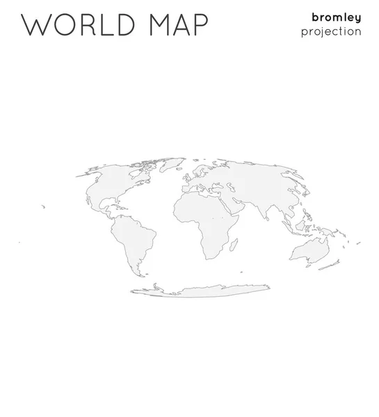 Mappa Del Mondo Globo Proiezione Bromley Stile Semplice Illustrazione Del — Vettoriale Stock