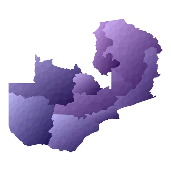 Mapa Zâmbia Esboço País Estilo Geométrico Ilustração Vetor Violeta Radiante — Vetor de Stock