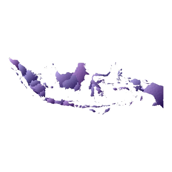 インドネシアの地図 幾何学的なスタイルの国の概要 ポジティブバイオレットベクトルイラスト — ストックベクタ