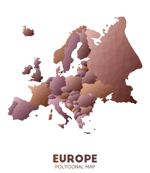 ヨーロッパ地図 実際の低ポリスタイルの大陸マップ ジューシーベクトルイラスト — ストックベクタ