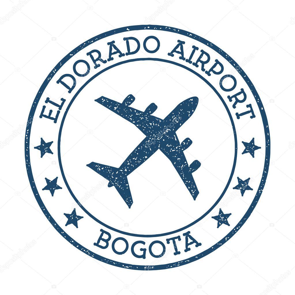 El Dorado Airport Bogota logo. Airport stamp vector illustration. Bogota aerodrome.