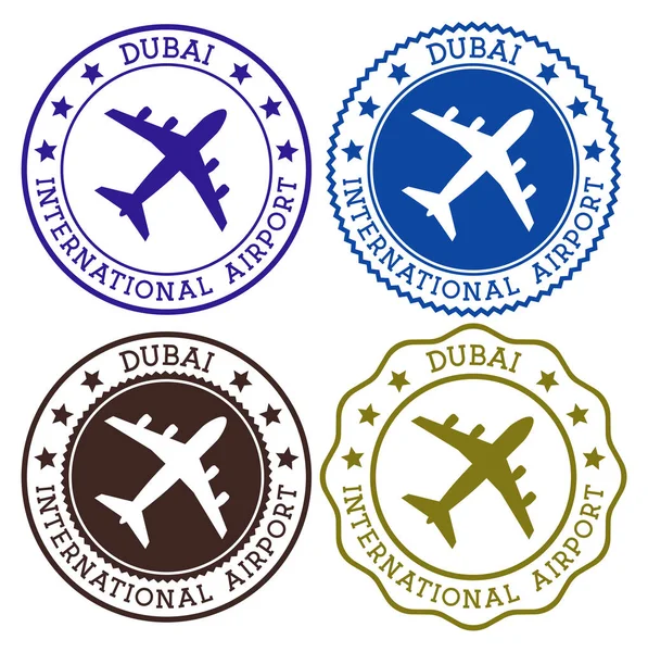 Aéroport International Dubaï Logo Aéroport Dubaï Timbres Plats Dans Palette — Image vectorielle