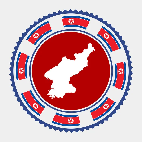 Corea Del Norte Sello Plano Logo Redondo Con Mapa Bandera — Vector de stock