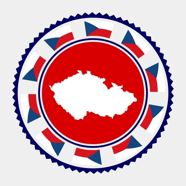 Τσεχική Δημοκρατία Επίπεδη Σφραγίδα Στρογγυλό Λογότυπο Χάρτη Και Σημαία Της — Διανυσματικό Αρχείο