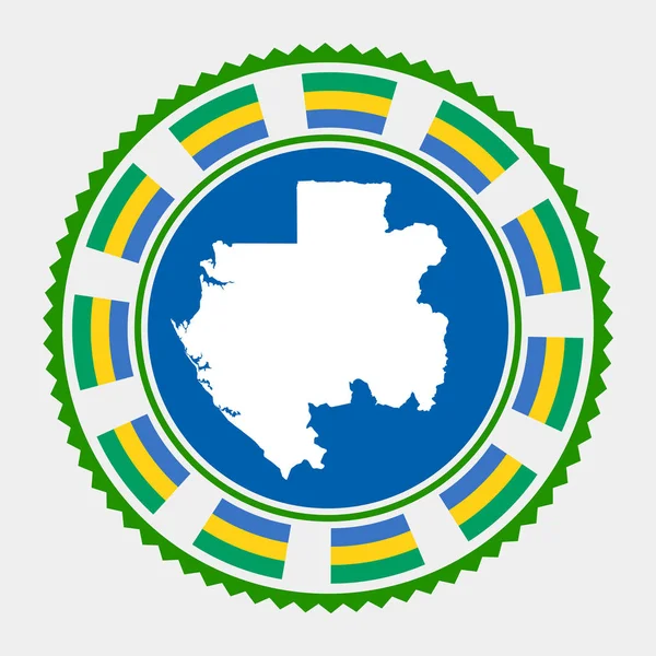 Gabon Vlakke Stempel Ronde Logo Met Kaart Vlag Van Gabon — Stockvector