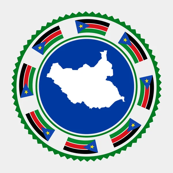 Selo Plano Sudão Sul Logotipo Redondo Com Mapa Bandeira Sudão —  Vetores de Stock