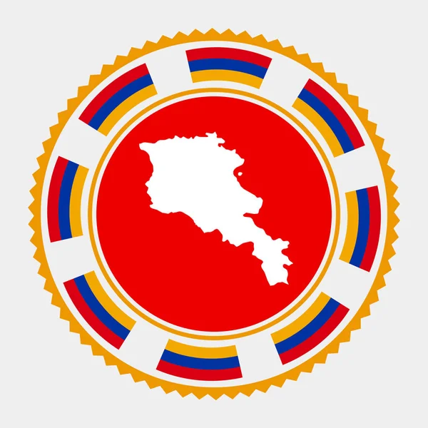 Armenia Płaski Znaczek Okrągłe Logo Mapą Flagą Armenii Ilustracja Wektora — Wektor stockowy