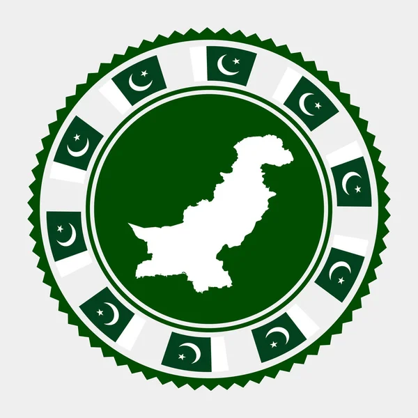 Pakistan Pulu Yuvarlak Logo Harita Pakistan Bayrağı Vektör Illüstrasyonu — Stok Vektör