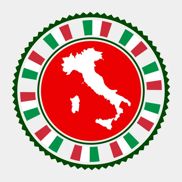 Italië Platte Stempel Ronde Logo Met Kaart Vlag Van Italië — Stockvector