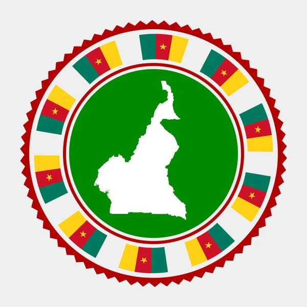 Плоская Марка Камеруна Круглый Логотип Картой Флагом Камеруна Векторная Иллюстрация — стоковый вектор