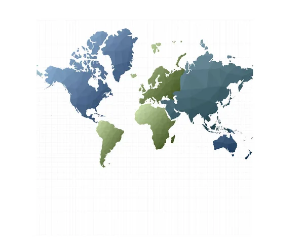 Карта Світу Низького Полістилю Проекція Меркатора Захоплююча Векторна Ілюстрація — стоковий вектор