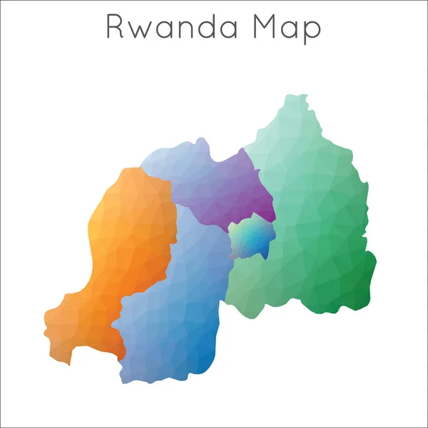 Ruanda Nın Düşük Polimerli Haritası Ruanda Geometrik Çokgen Mozaik Biçim — Stok Vektör